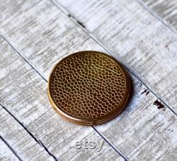 Vintage Gilded Powder Box Pocked Mirror Vintage Gift Retro Fashion
