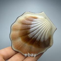 Vintage Gilded Silver 875 Shell Compact Collectible Powder Box & Mirror Signed
