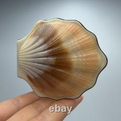 Vintage Gilded Silver 875 Shell Compact Collectible Powder Box & Mirror Signed
