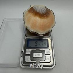 Vintage Gilded Silver 875 Shell Compact Collectible Powder Box & Mirror Signed