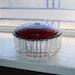 Vintage Glass Covered Jar Ruby Red Flower Lid Anchor Hocking
