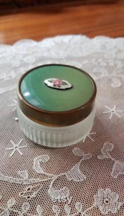 Vintage Glass Lidded Vanity Jar