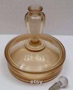 Vintage Glass Perfume and Powder Box Combination,
