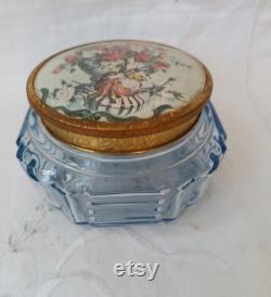 Vintage Glass Powder Bowl And Vanity Perfume Bottle
