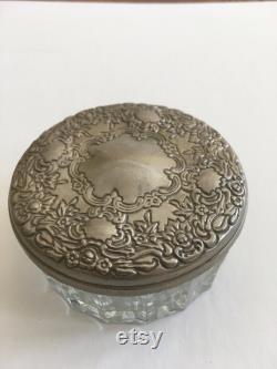 Vintage Glass Powder Box Dresser Jar