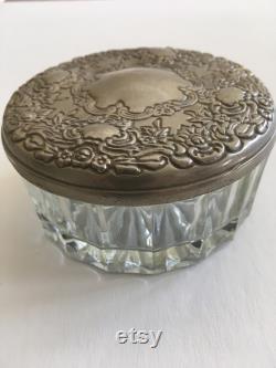 Vintage Glass Powder Box Dresser Jar