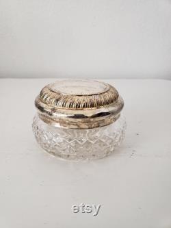 Vintage Glass Powder Jar Silverplate Lid