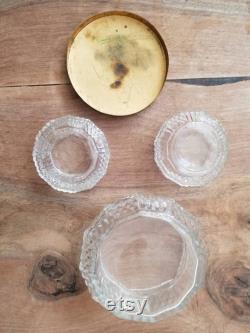 Vintage Glass Powder Jar with metal lid and smaller jars