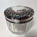 Vintage Glass Power Box Jar Silver Plated Repousse Lid Art Nouveau Vanity Dressing Table