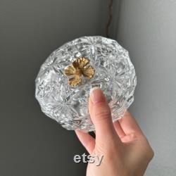 Vintage Glass Trinket Dish with Ormolu Blossom