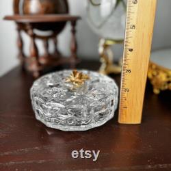 Vintage Glass Trinket Dish with Ormolu Blossom
