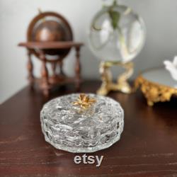 Vintage Glass Trinket Dish with Ormolu Blossom