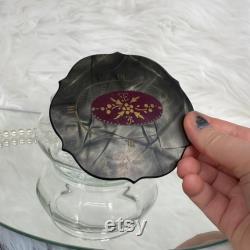 Vintage Glass Vanity Dresser Jar Celluloid Lid, Asian Indian Style Design