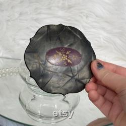 Vintage Glass Vanity Dresser Jar Celluloid Lid, Asian Indian Style Design