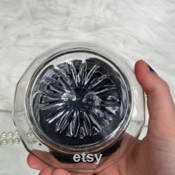 Vintage Glass Vanity Dresser Jar Celluloid Lid, Asian Indian Style Design