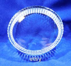 Vintage Glass Vanity Dresser Powder Box Trinket Dish and Lid Clear Frosted Rose Top Ribbed Sides Heavy 4.5 Across 2 Tall Bathroom Decor