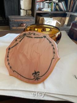 Vintage Glass vanity jar with pink celluloid top