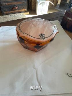 Vintage Glass vanity jar with pink celluloid top