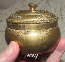 Vintage Gold Tone Metal Exora Powder Tin by Charles Meyer, New York, Embossed Ivy Design