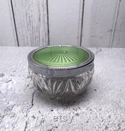 Vintage Green and Clear Powder Jar