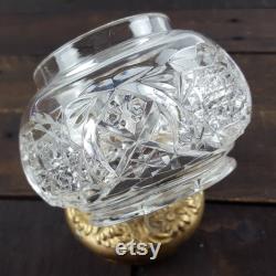 Vintage Hair Receiver Jar Crystal Cut Glass Jar with Ornate Brass Lid Art Nouveau Hollywood Regency Vintage Vanity Dresser Decor Women Gift