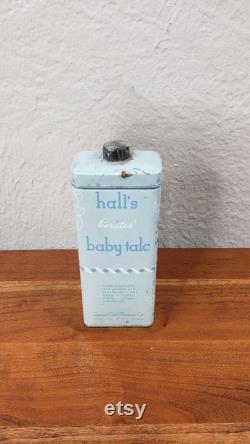 Vintage Hall's Baby Talc Tin with Talcum Powder