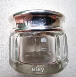 Vintage Hallmark Silver Top Small Cut Glass Boudoir Jar Birmingham 1917 Barnsley and Co