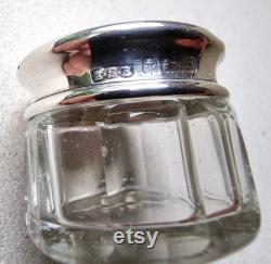 Vintage Hallmark Silver Top Small Cut Glass Boudoir Jar Birmingham 1917 Barnsley and Co