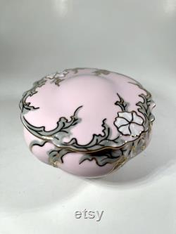 Vintage HandC Original Rosa Porcelain Trinket Box Hand-Painted Pink Porcelain and Gold Gilt Jewelry Dish Made in Czech Republic