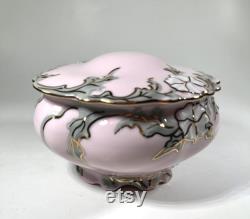 Vintage HandC Original Rosa Porcelain Trinket Box Hand-Painted Pink Porcelain and Gold Gilt Jewelry Dish Made in Czech Republic