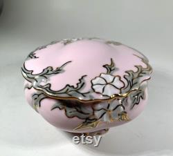 Vintage HandC Original Rosa Porcelain Trinket Box Hand-Painted Pink Porcelain and Gold Gilt Jewelry Dish Made in Czech Republic