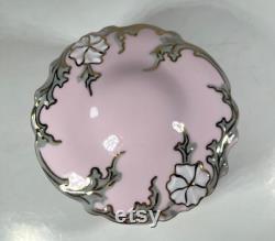 Vintage HandC Original Rosa Porcelain Trinket Box Hand-Painted Pink Porcelain and Gold Gilt Jewelry Dish Made in Czech Republic