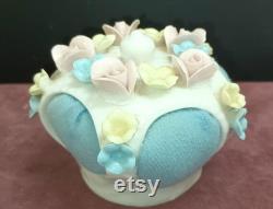 Vintage Hand Painted Powder Jar, Vanity Box, Trinket, Forget Me Nots, Royal Austria Porcelain J436