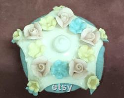 Vintage Hand Painted Powder Jar, Vanity Box, Trinket, Forget Me Nots, Royal Austria Porcelain J436