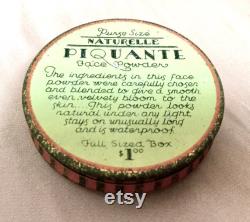 Vintage Hard to Find Piquante Brand Purse Size Powder Tin Art Deco