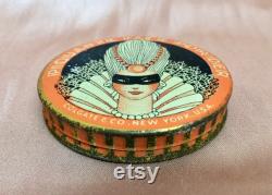 Vintage Hard to Find Piquante Brand Purse Size Powder Tin Art Deco