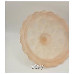 Vintage Hollywood Glam Fenton Satin Glass Pink Large Dusting Powder Vanity Container