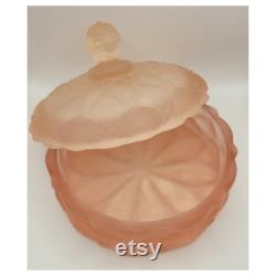 Vintage Hollywood Glam Fenton Satin Glass Pink Large Dusting Powder Vanity Container