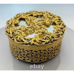Vintage Hollywood Regency Vanity Dresser Set 6 Pc 24kt Ormolu Filigree MCM