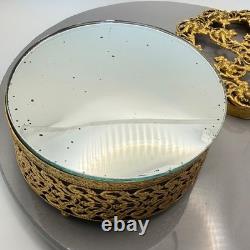 Vintage Hollywood Regency Vanity Dresser Set 6 Pc 24kt Ormolu Filigree MCM