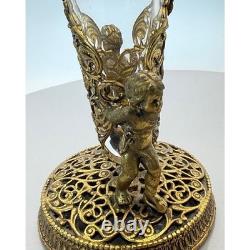 Vintage Hollywood Regency Vanity Dresser Set 6 Pc 24kt Ormolu Filigree MCM