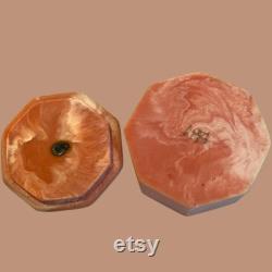 Vintage Incolay Stone Pink Butterfly Floral Trinket Box by Design Gifts Int'l