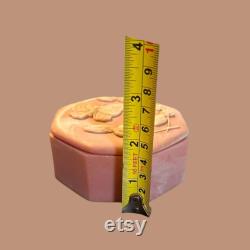 Vintage Incolay Stone Pink Butterfly Floral Trinket Box by Design Gifts Int'l