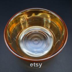 Vintage Iridescent Marigold Fawn Powder Jar with Lid, Jeannette Glass ca. 1920-