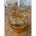 Vintage Iridescent Peach Roosevelt Scottie Glass Powder Box