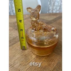 Vintage Iridescent Peach Roosevelt Scottie Glass Powder Box