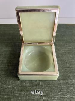 Vintage Italian Mint Alabaster Powder Box Floral Pattern Vanity Jewelry and Makeup Holder, Trinket Box Vintage Ring Box Alabaster Floral