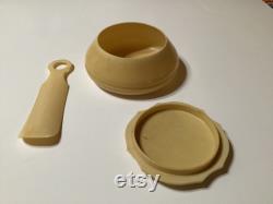Vintage Ivory Dubarry Pyralin vanity set- lidded powder box and shoe horn