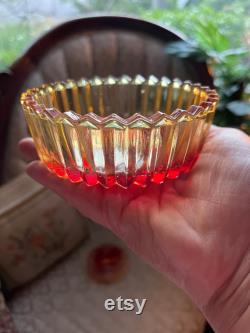 Vintage JEANNETTE GLASS Amberina SWAN Powder Box Jar Lid Lipstick Holder Her Bathroom Vanity Bedroom Dresser Gift Idea Mother's Day Birthday
