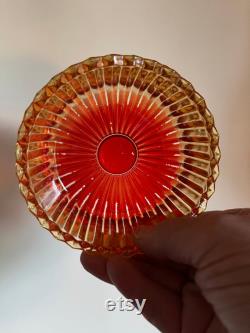 Vintage JEANNETTE GLASS Amberina SWAN Powder Box Jar Lid Lipstick Holder Her Bathroom Vanity Bedroom Dresser Gift Idea Mother's Day Birthday